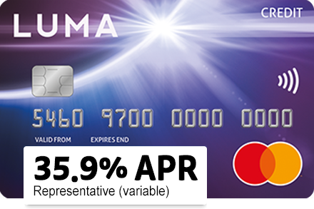 Luma card. 35.9% APR Representative (variable)